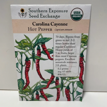 Carolina Cayenne Pepper Seeds, Organic